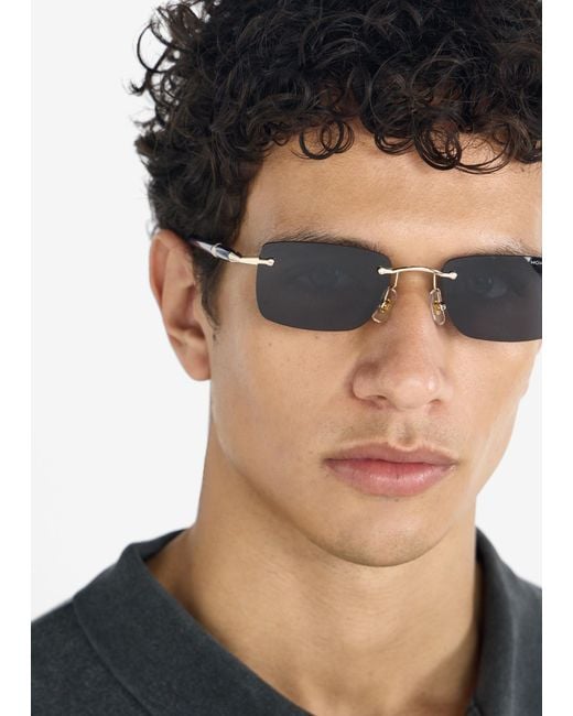 Montblanc Blue Rectangular Sunglasses for men