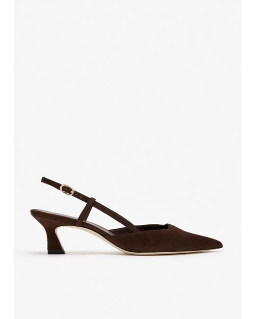 Stuart Weitzman White Vinnie 50 Slingback Pumps