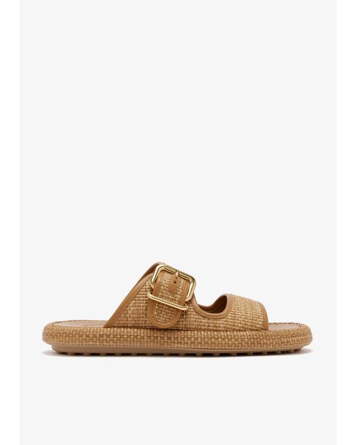 Tod's White Raffia Sandals