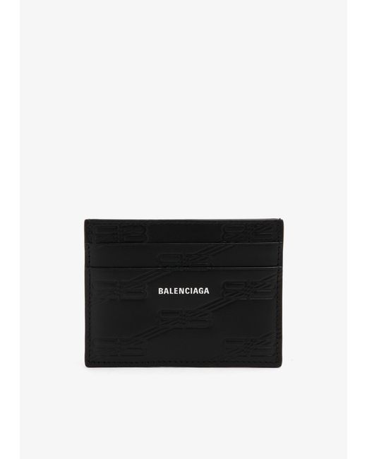 Balenciaga Black Embossed Monogram Card Case for men