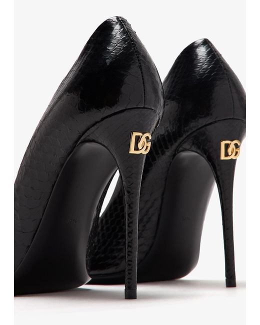 Dolce & Gabbana Black Python Skin Pumps