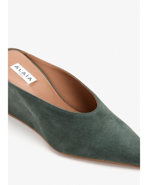 Alaïa Green Cube Mules