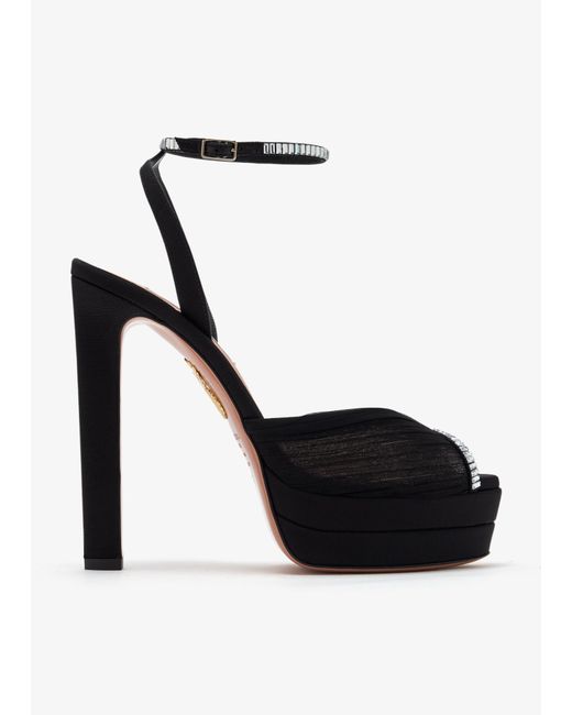 Aquazzura Black Be Mine Plateau 130 Sandals