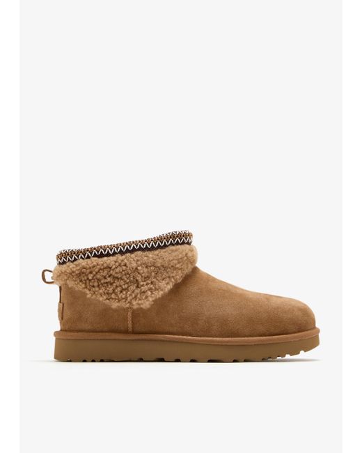 Ugg Brown Classic Ultra Mini Maxi Curly Boots