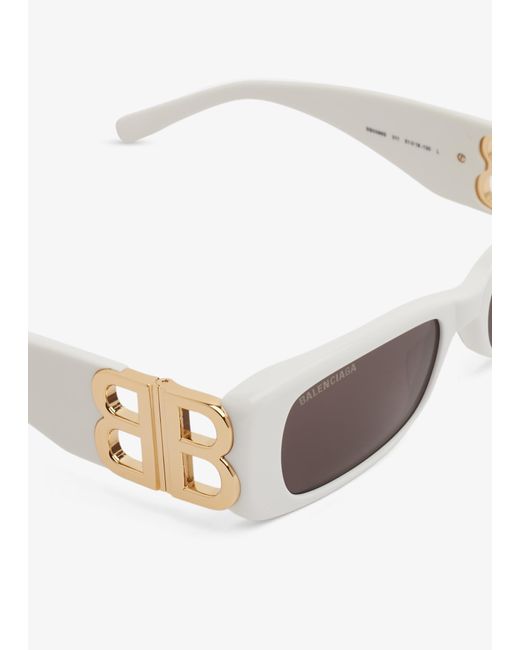 Balenciaga White Dynasty Rectangular Sunglasses