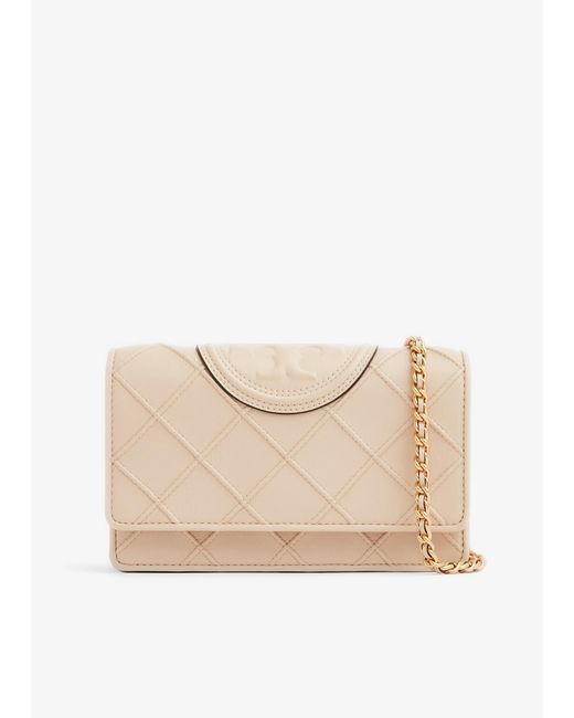 Tory Burch Natural Fleming Soft Chain Wallet