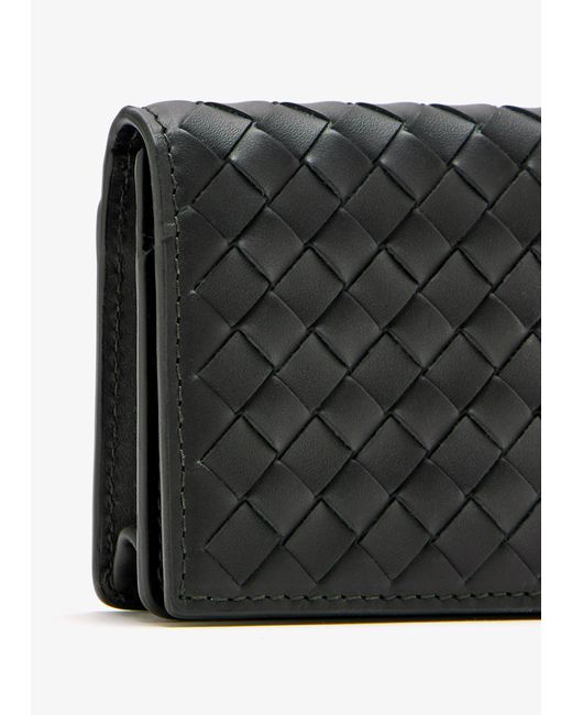 Bottega Veneta Black Intrecciato Piccolo Business Card Case for men