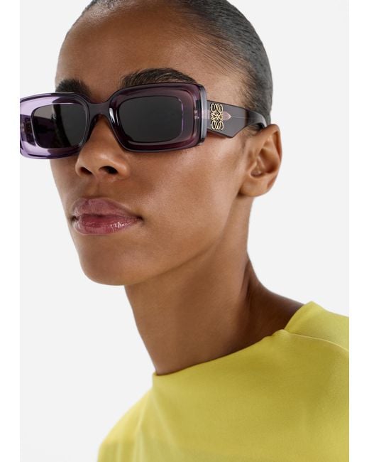Loewe Purple Anagram Rectangular Sunglasses