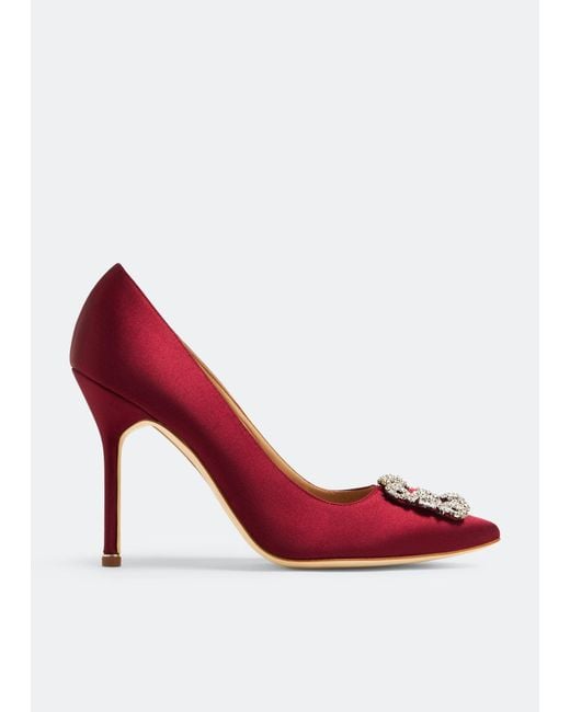 Manolo Blahnik Red Hangisi Satin Pumps