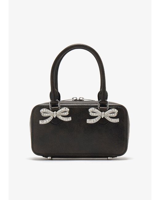 Self-Portrait Distressed Mini Tote Bag in Black | Lyst