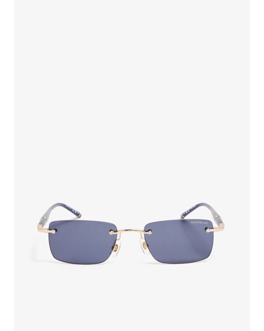 Montblanc Blue Rectangular Sunglasses for men