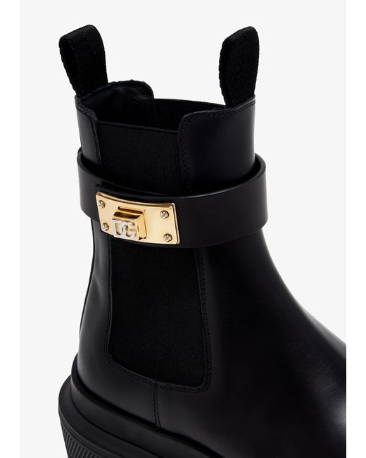 Dolce & Gabbana Black Calfskin Ankle Boots