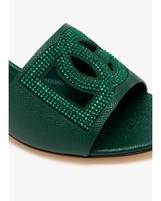 Dolce & Gabbana Green Dg Millennials Logo Sandals