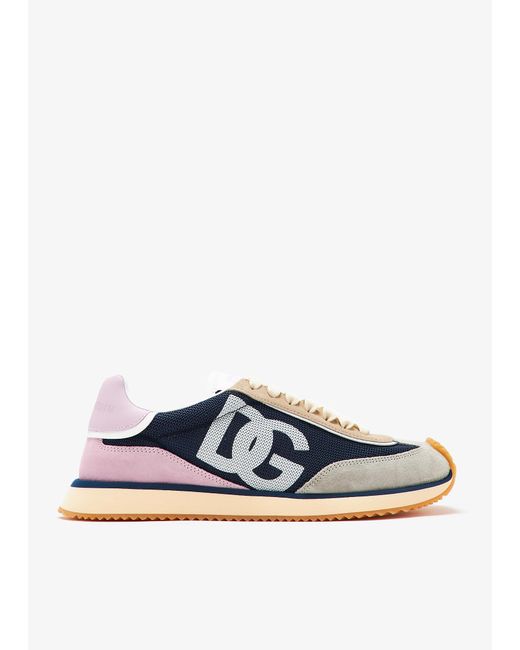 Dolce & Gabbana Blue Mixed-Material Dg Cushion Sneakers