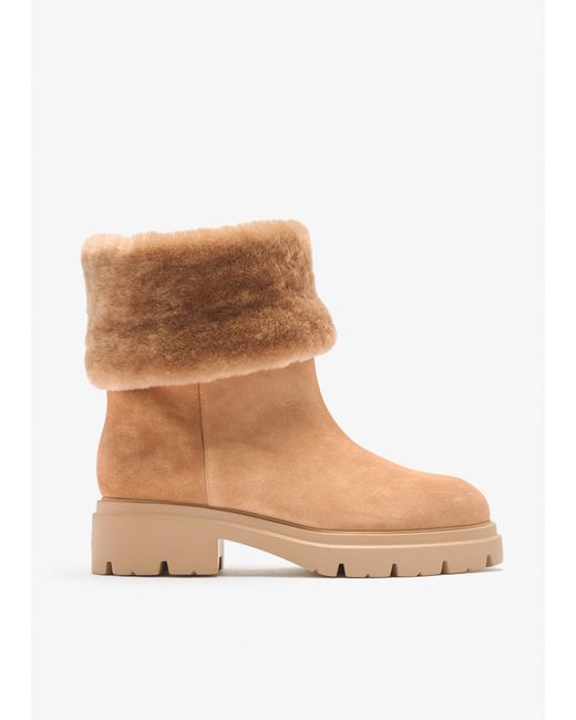 Stuart Weitzman Brown Hudson Shearling Booties