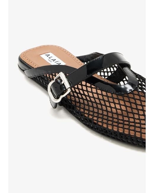 Alaïa White Fishnet Mules