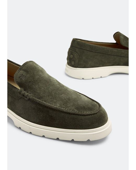 Tod's Green Suede Slip-On Loafers for men