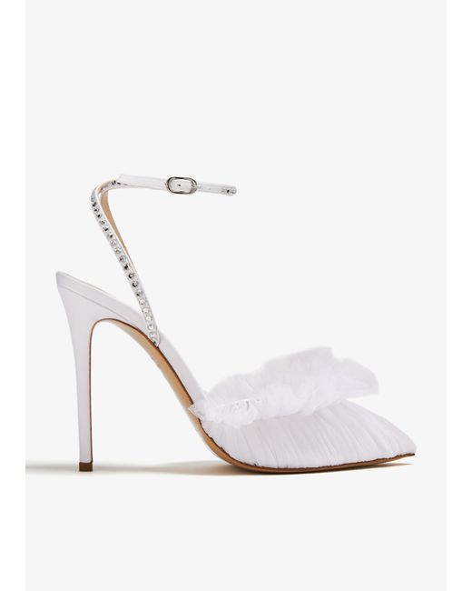 Andrea Wazen White Franca Glitz Pumps