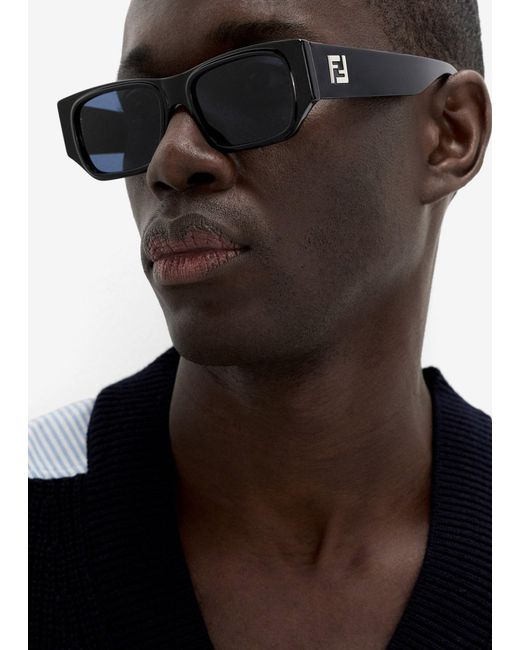 Fendi Blue Ff Squared Rectangular Sunglasses for men