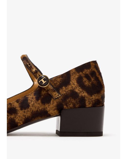 Tod's Brown Animal-Print Mary Jane Pumps