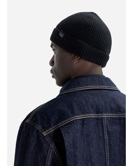 Tom Ford Black Cashmere Ribbed Beanie for men