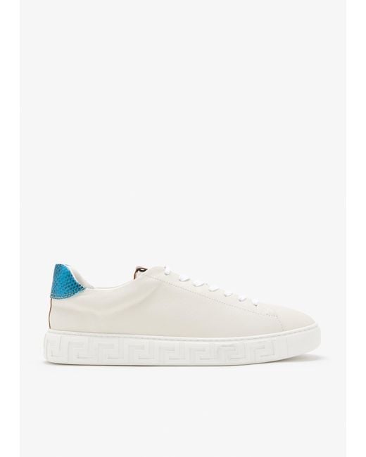 Versace White Greca Leather Sneakers for men