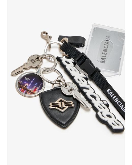 Balenciaga White Badge Keyring for men