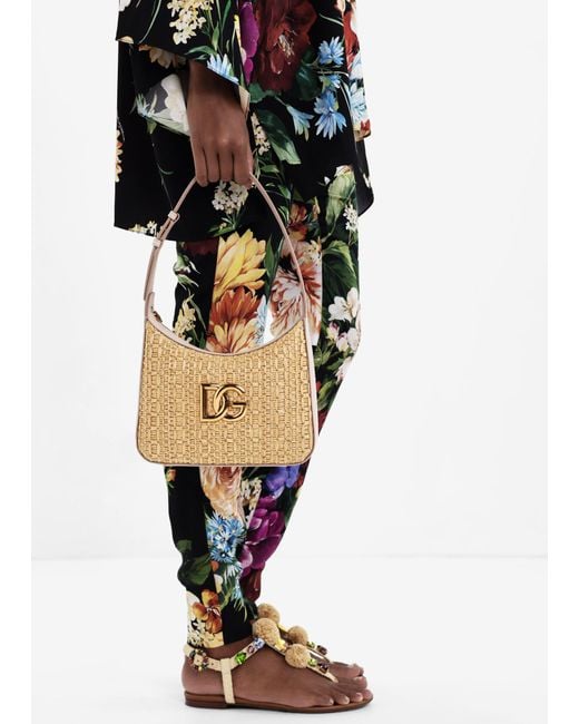 Dolce & Gabbana White 3.5 Raffia Shoulder Bag