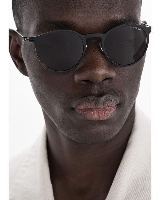 Montblanc Gray Round Sunglasses for men
