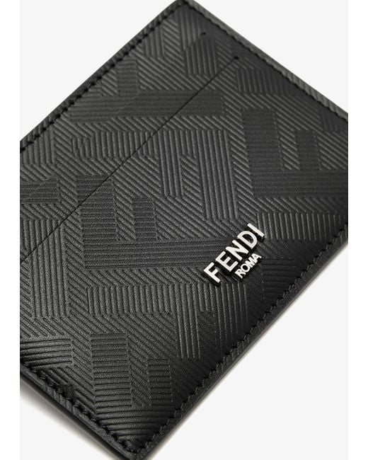 Fendi Black Shadow Slim Card Holder for men