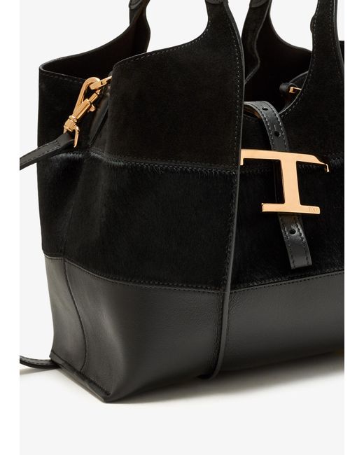 Tod's Black T Timeless Mini Shopping Bag