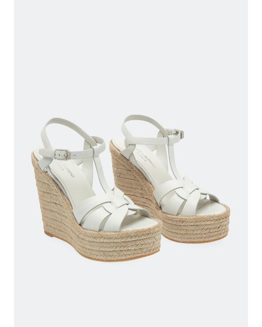 Saint Laurent Natural Tribute Wedge Sandals