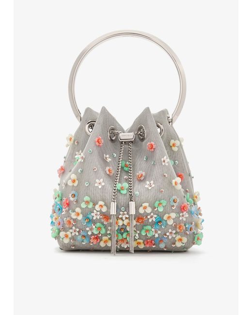 Jimmy Choo White Bon Bon Bucket Bag