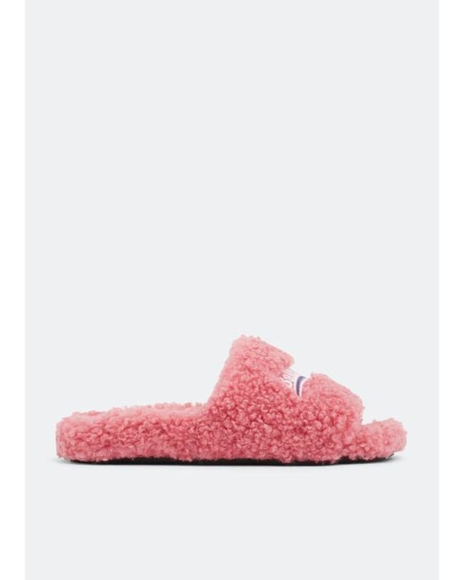 Balenciaga Pink Furry Slide Sandals