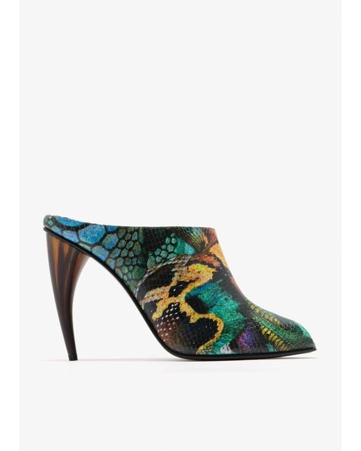 McQueen Green Horn Mules