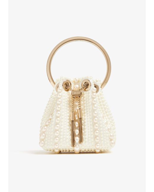 Jimmy Choo Natural Micro Bon Bon Bucket Bag