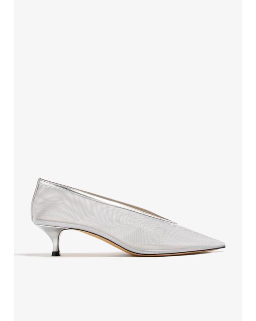 Le Monde Beryl White Babouche Kitten Heel Pumps