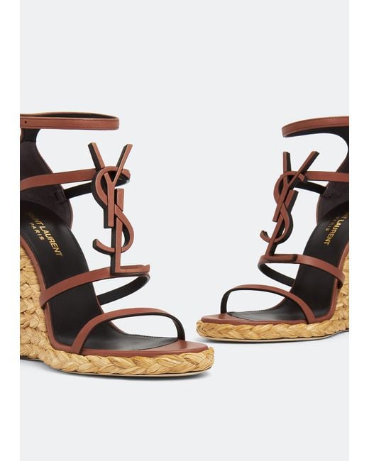 Saint Laurent Metallic Cassandra Wedge Espadrilles