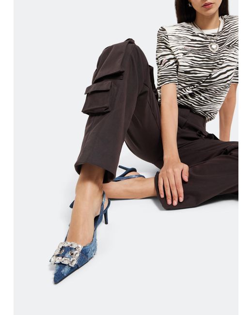 Dolce & Gabbana Blue Patchwork Denim Slingback Pumps