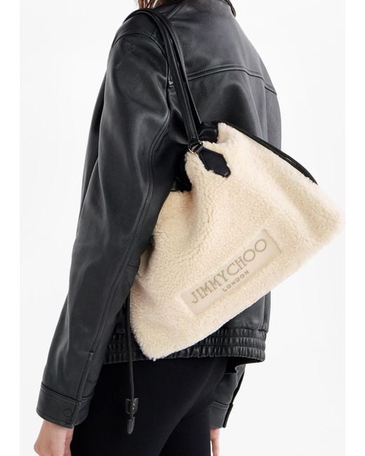 Jimmy Choo Natural Drawstring Medium Tote Bag