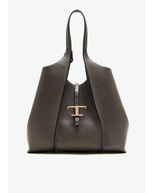 Tod's Black T Timeless Medium Shopping Bag