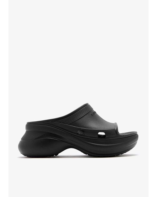 Balenciaga Black Pool Crocs Slide Sandals