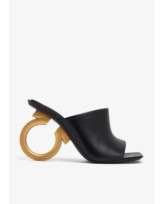 Ferragamo Black Elina Mules