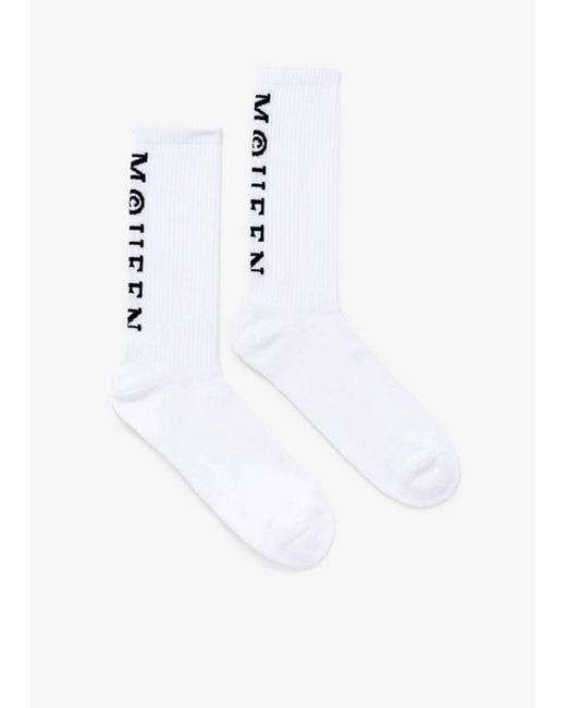 McQueen White Logo Socks for men