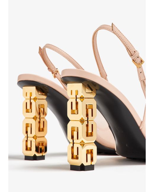 Givenchy White G Cube Slingback Pumps