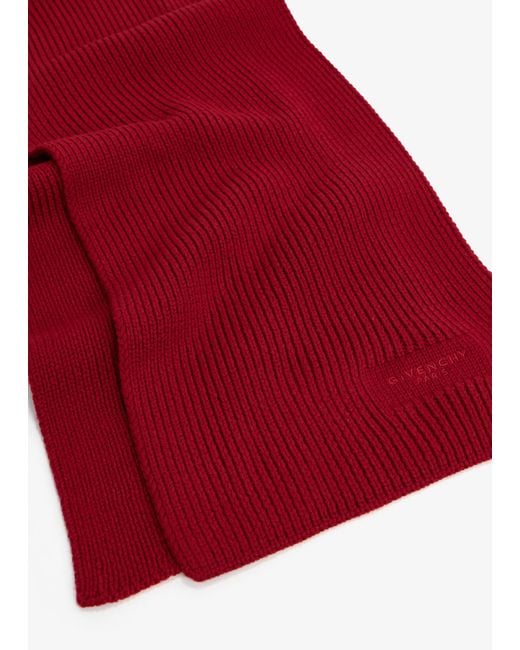 Givenchy Red Logo Wool Scarf for men
