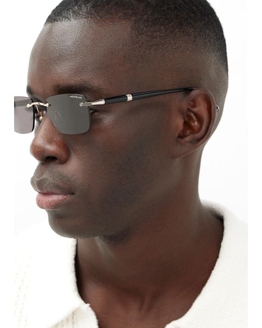 Montblanc Metallic Rectangular Sunglasses for men