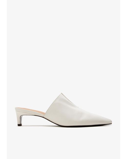 Tod's White Leather Mules
