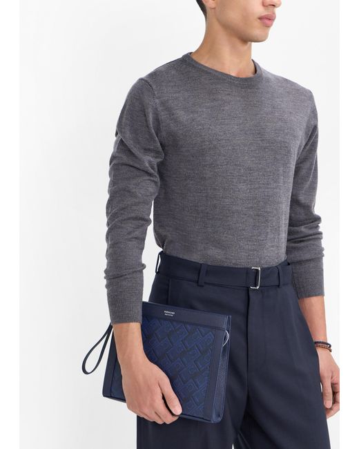 Ferragamo Blue Monogram Pouch for men