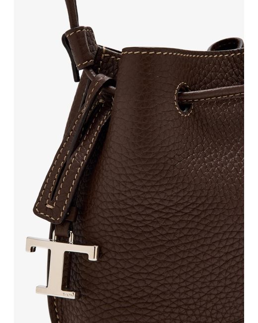 Tod's Brown Micro Leather Bucket Bag